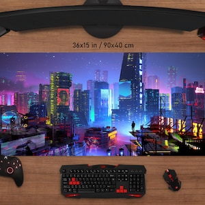 Cyberpunk City Mouse Pad • Personalized Printing • Gaming Mouse Pad • Customized Mouse Pad • Game • Anime • Desk Mat