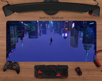 Spider-Verse Gaming Desk Mat: Neon CMYK Print, Stitched Edges