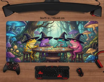 Witchy Frog Gaming Mouse Pad – Mushroom Forest Desk Mat