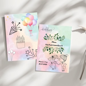 Gepersonaliseerd kleurboek voor bruiloften, individueel kleurboek voor bruiloften, kleurboek bruiloft, kinderen, kleurplaten, bruiloft, trouwboek