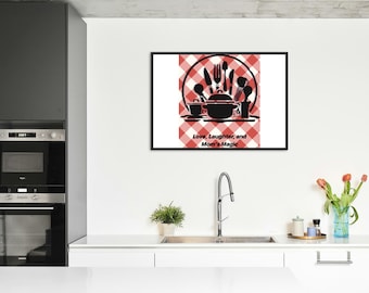 Impresión de arte de pared de cocina, decoración de cocina de estilo rústico moderno, póster con cita culinaria