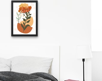 Impresión de arte lineal bohemio: Decoración minimalista neutra (Descarga digital A4/A3/8x10/16x20")