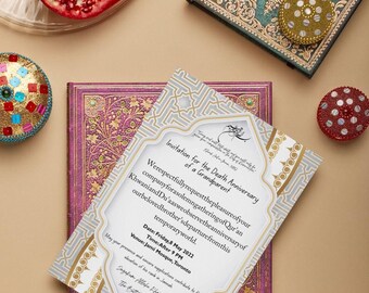 Invitación editable para el aniversario de fallecimiento de un abuelo/Conmemoración islámica minimalista moderna/Plantilla de Dua y Fatiha