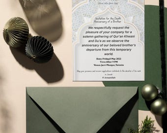Invitación para el recuerdo de un hermano: Tema islámico minimalista real (PDF editable)