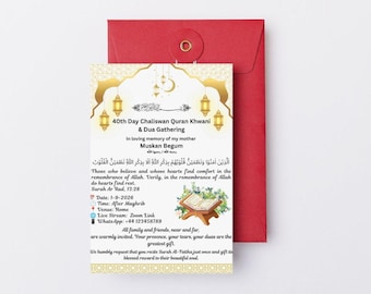 Muslim Chaliswan Card | 40th Day Quran Khwani | Islamic Memorial | Instant Download