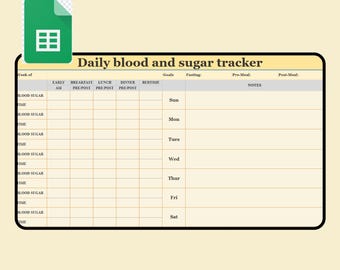 Moniteur de tension artérielle et de glycémie, carnet de santé quotidien (PDF imprimable)