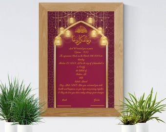 Certificado Nikkah digital editable: Arte mural para el matrimonio islámico (Descargar PDF)