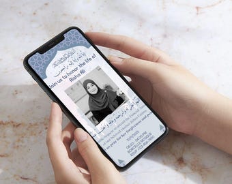 Invitación editable para funeral islámico (Janazah) / Archivo Canva