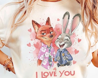 Disney Zootopia Characters Sweatshirt, Nick Wilde Judy Hopps Sweatshirt, Disney Family Trip Hoodie, Zootopia Watercolor Crewneck