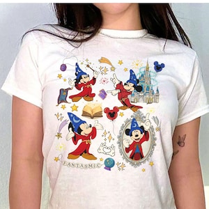 ウォルト・ディズニー ファンタジア ミッキー コケット ベビーTシャツ、ファンタズミック シャツ、ディズニーランド ファミリー マッチング、WDW Tシャツ、ミッキー ソーサラー、ディズニー キャッスル
