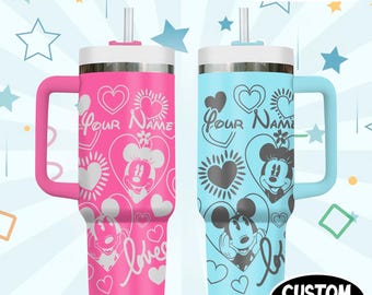 Personalized Mickey Mouse  Cup, Custom Laser Engraved Tumbler with Name and Logo, Christmas Gift for Him or Her