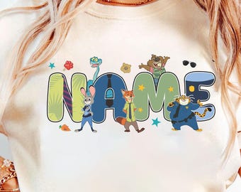 Custom Name Kids Toddler Zootopia T-shirt, Personalized Disney  Nick Judy Hopps Shirt, Custom Birthday Boy Girl Tee, Disneyland Trip Shirt