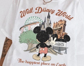 Retro Mickey Disneyworld Comfort Colors Shirt, Walt Disneyworld Shirt, Mickey And Friends Shirts, Disney 2026 Trip, Disneyworld Matching Tee