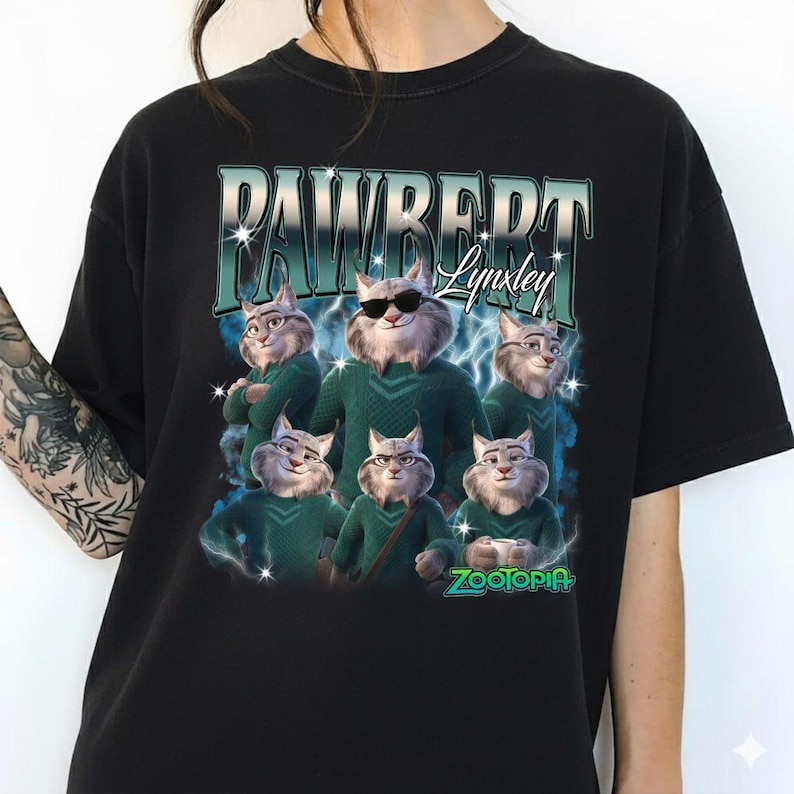 Pawbert Lynxley Shirt, Zootopia 2 Characters Tee, Disneyland Family Trip Outfit, Vintage 90s bild 1