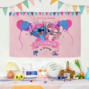 Stitch Banner, Birthday Banner, Stitch Party Birthday, Stitch Birthday Sign, Lilo and Stitch Party Backdrop, Lilo Stitch Banner