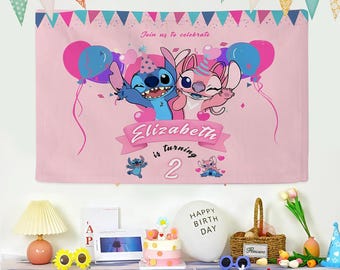 Stitch Banner, Birthday Banner, Stitch Party Birthday, Stitch Birthday Sign, Lilo and Stitch Party Backdrop, Lilo Stitch Banner