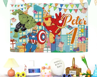 Custom Avengers Birthday Banner Backdrop, Superhero Birthday Banner, Party Decoration, Avengers Backdrop Birthday, Avengers Party banner
