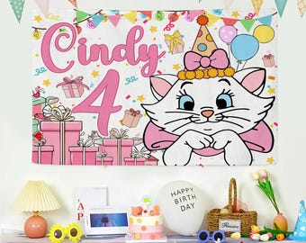 Marie Cat Banner, Birthday Banner, Marie Cat Party Birthday, Marie Cat Birthday Sign, Marie Cat Party Backdrop, Marie Cat Banner