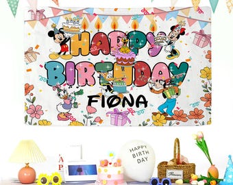 Mickey Mouse Happy Birthday Banner, Mickey Mouse, Mickey Mouse Birthday Banner, Mickey Banner, Mickey Party, Happy Birthday Sign