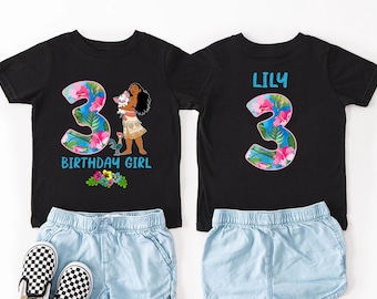 Moana Birthday Shirt for Girls, Island Princess Birthday, Tropical Birthday Party, Ocean Beach Theme, Personalized Custom Moana Shirt
