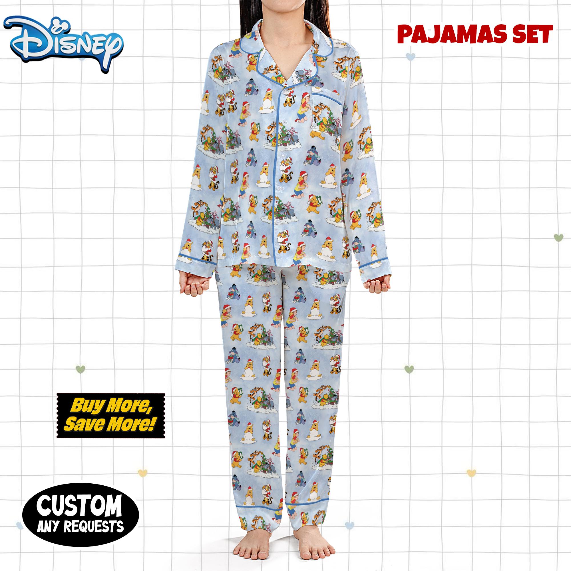 Discover Retro Winnie the Pooh Christmas Pajamas Set for Adults, Disney Holiday Sleepwear