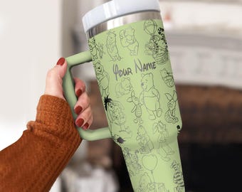 Pooh & Friends Laser Engraved Tumbler  Steel, Personalized Custom Bear Cup