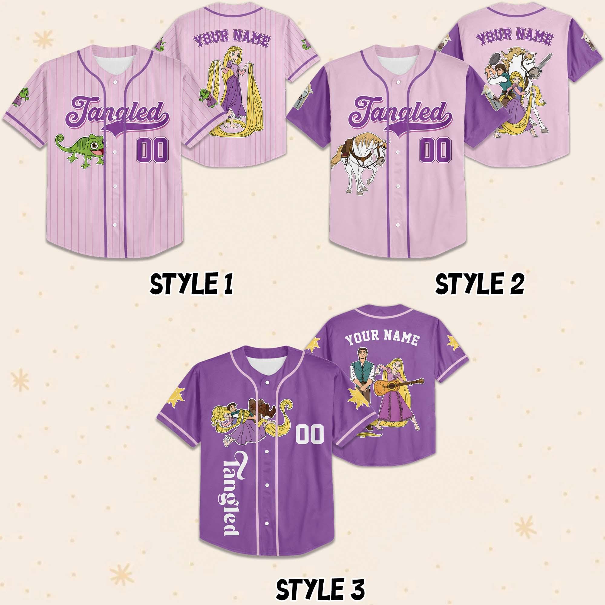 Discover Personalized Disney Princess Rapunzel Tangled Jersey, Disney Rapunzel Baseball Jersey , Baseball Outfits Cute Gifts For Fans Disney