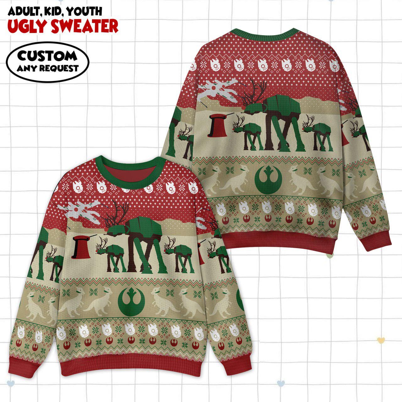 Discover AT-AT Walker StarWars Ugly Sweater, Snow Walker Ugly Christmas Sweatshirt,Disneyland Xmas Sweater, Galaxy's Edge Ugly Sweatshirt