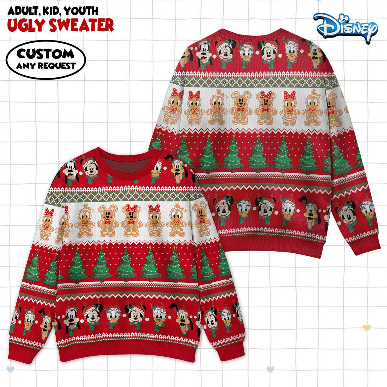 Discover Mickey And Friends Ugly Christmas Sweater, Disney Holiday Sweater, Mickey Gingerbreads Christmas Jumper, Xmas Gift For Men Women