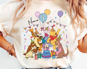 Custom Kid Name Age Pooh With Friends Shirt, Disney Winnie The Pooh It's My Birthday Tee, Personalized Birthday Gift, Disneyland Family Trip