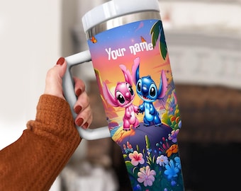 Personalized Stitch Cup, Custom Laser Engraved Tumbler with Name and Logo, Christmas Gift for Him or Her