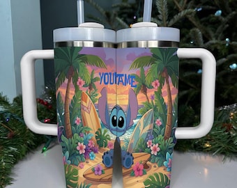 Personalized Stitch Tumbler, Custom Laser Engraved Tumbler with Name and Logo, Stitch Tumbler