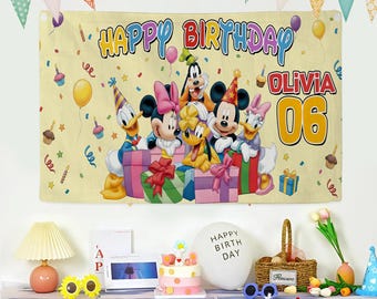 Personalized Mickey Banner, Mouse Clubhouse Birthday Banner, Disney Mickey And Friends Banner