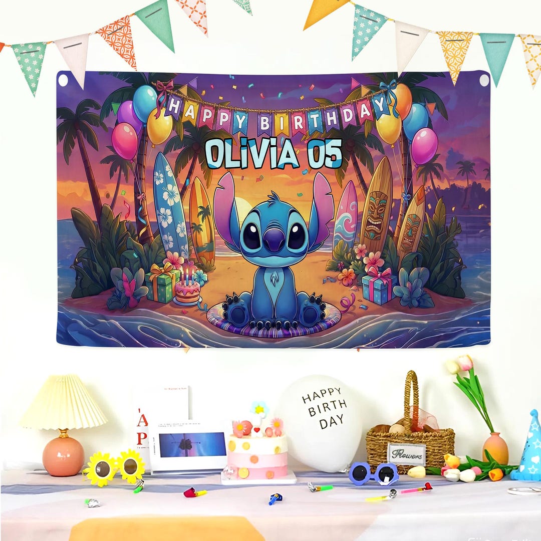 Stitch Banner, Birthday Banner, Stitch Party Birthday, Stitch Birthday ...