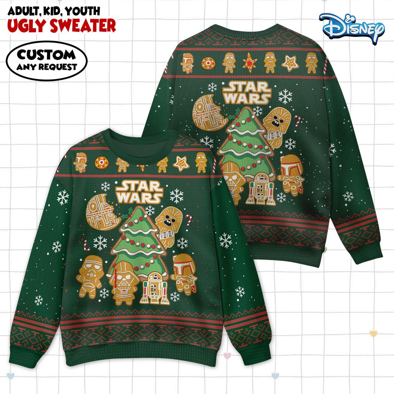 Discover Star Wars Gingerbread Christmas Ugly Sweater, Funny Sci-Fi Holiday Sweatshirt