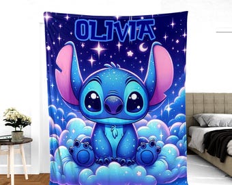 Personalized Stitch Blanket Lilo Stitch Blanket Stitch Birthday Gifts Angel Stitch Christmas Gifts