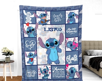 Personalized Stitch Blanket Lilo Stitch Blanket Stitch Birthday Gifts Angel Stitch Christmas Gifts