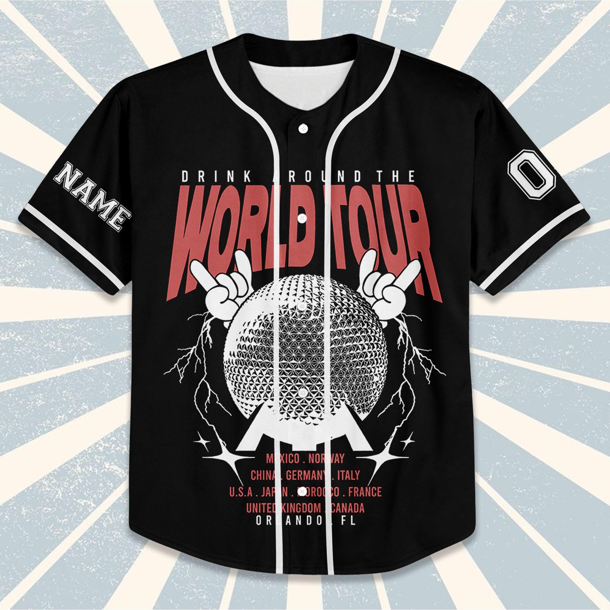 Discover Disneyyy World Tour 2025 Baseball Jersey, Mickeyy Drink Around The World Baseball Jersey