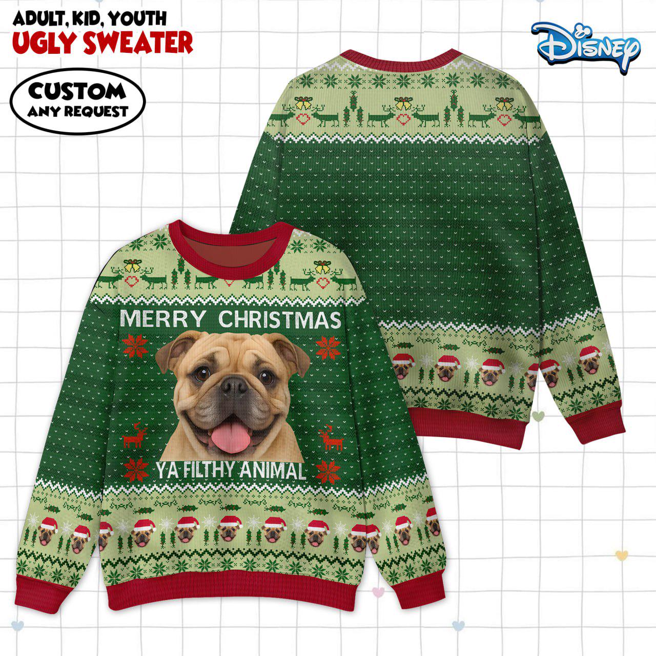 Discover Custom Pet Photo Ugly Christmas Sweater, Funny Animal Lover Gift