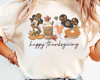 Comfort Colors Mickey And Friends Thanksgiving Shirt,   Thanksgiving T-Shirt, Happy Thanksgiving Shirt, Gift For Thanksgiving