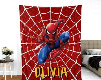 Custom Spider Blanket , Spider Hero Gift , Spider Birthday Theme Party, Superhero Christmas Gift
