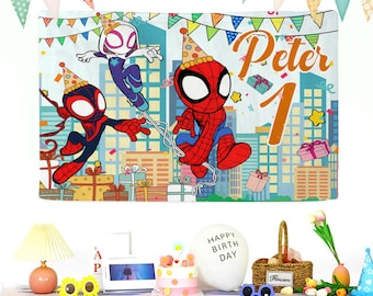 Personalized Spider Man Birthday Backdrop, Custom Name Spider Man Banner, Spider Man Banner Gift for Birthday Boy Girl