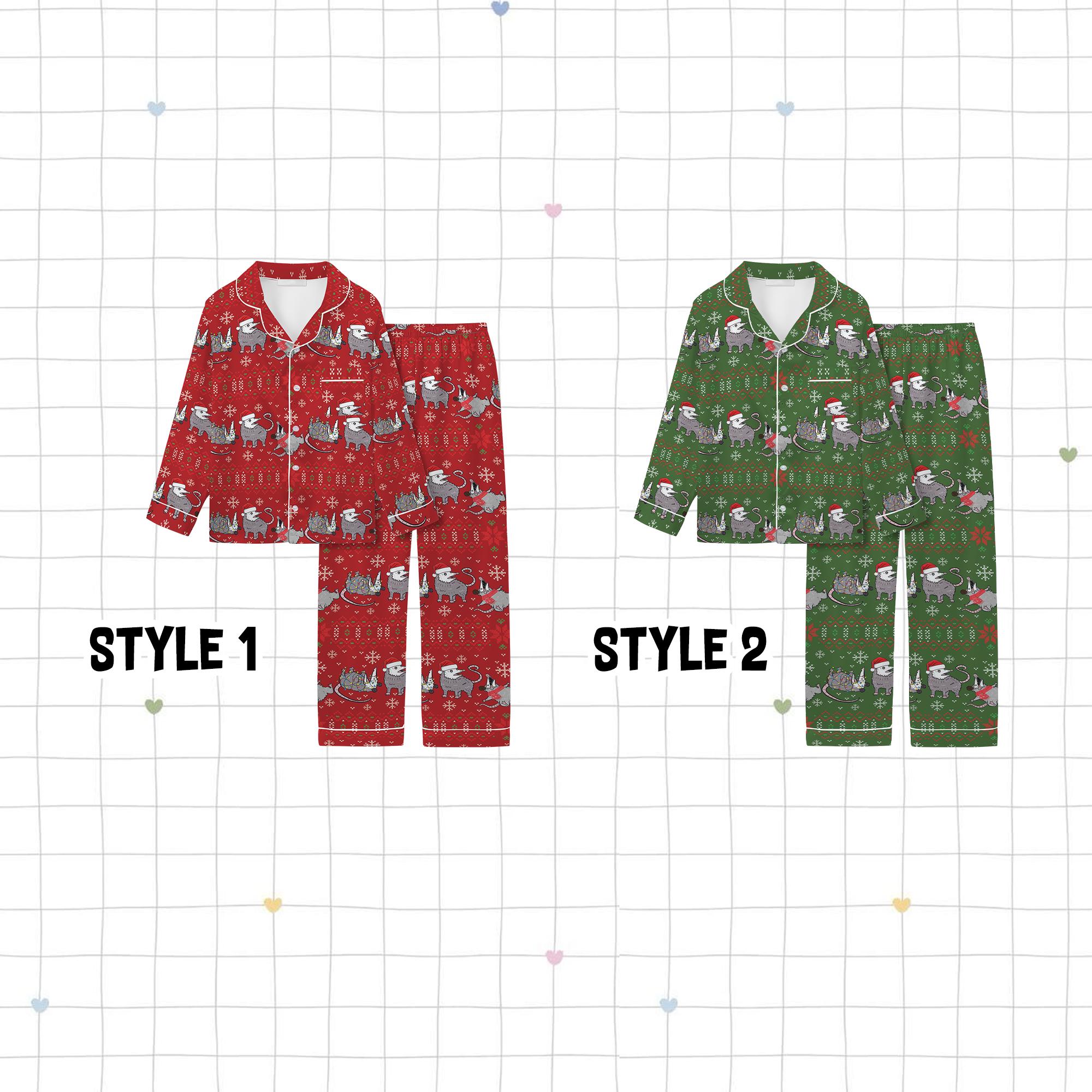 Discover Christmas Overstimulated Possum Adult Pajama Set