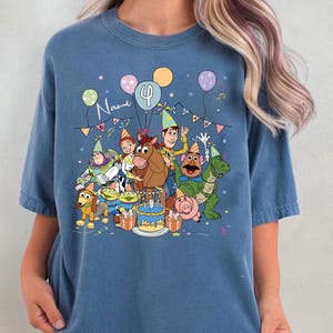 Personalized Name Age Pixar Toy Story Birthday T-Shirt, Custom Buzz Woody Jessie Birthday Present Gift, land Family Trip Tee image 5