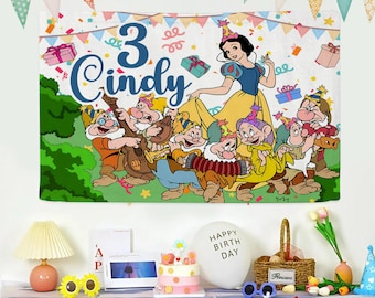 Snow White Birthday Personalized Banner, Snow White Birthday Banner, Personalized Snow White Banner