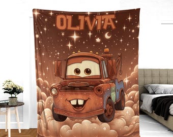 Custom Name Tow Mater Blanket, Disneyland Cars Movie Blanket, Birthday Boy Blanket, Cars Blanket, Tow Mater Blanket, Cars Fleece Blanket