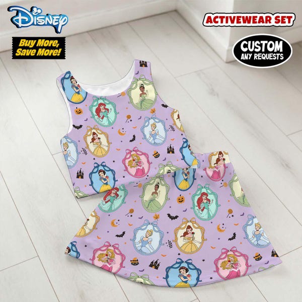Halloween Princess Sleeveless Skort Set, Princess Outfit, Girl Halloween Dress Skort, Group Party Dress Gift for her