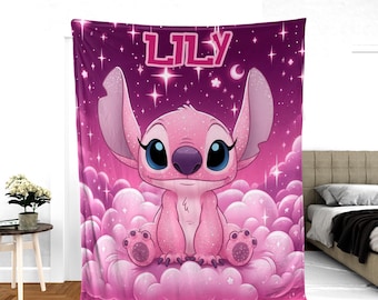 Personalized Angel Blanket Lilo Stitch Blanket Stitch Birthday Gifts Angel Stitch Christmas Gifts