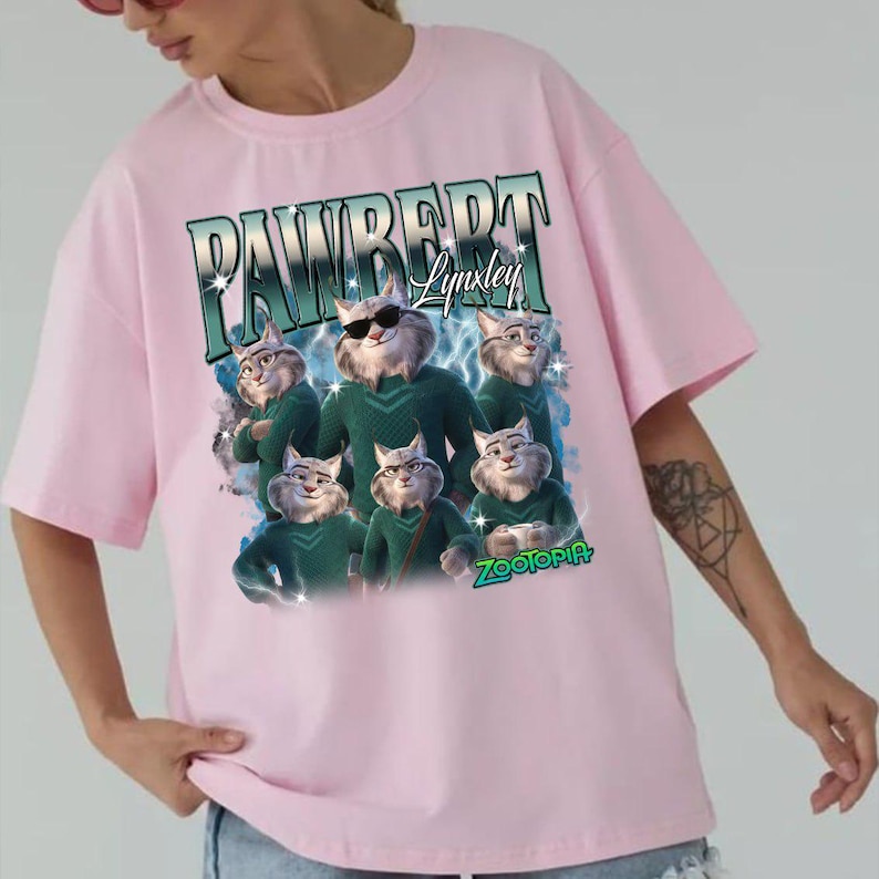 Pawbert Lynxley Shirt, Zootopia 2 Characters Tee, Disneyland Family Trip Outfit, Vintage 90s bild 4