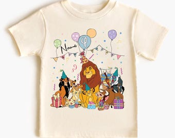 Camiseta de cumpleaños personalizada de Disney Simba, El Rey León, regalo de cumpleaños de Disney Mufasa, camiseta familiar de Disneyland, para niños, jóvenes y adultos.